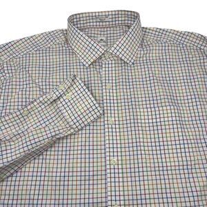 Peter Millar Mens 2XL Multicolor Check Long Sleeve Button Up 100% Cotton Shirt